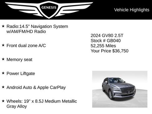 Used 2024 Genesis GV80 2.5T AWD/4WD image 5
