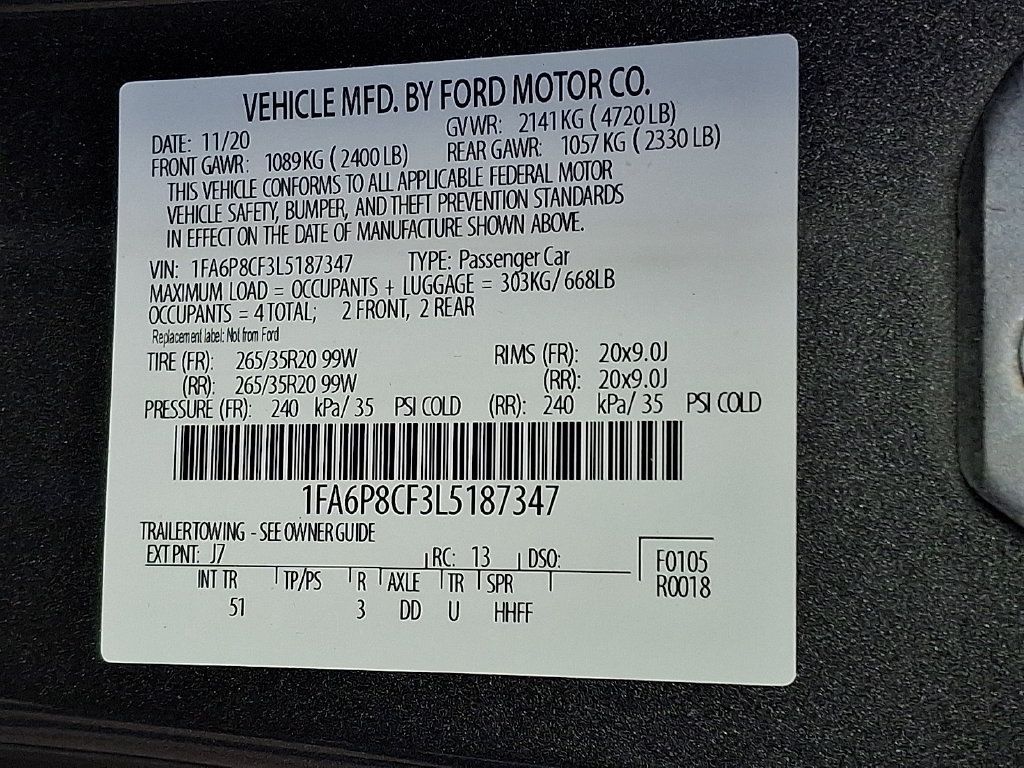 Certified 2020 Ford Mustang GT Premium w/ Equipment Group 401A RWD image 29