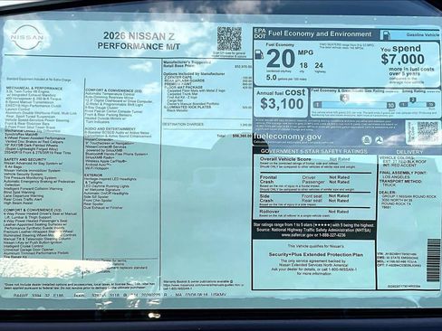 New 2026 Nissan Z Performance w/ Floor Mat Package image 19