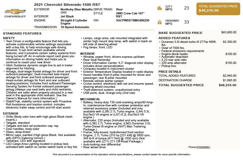 Used 2021 Chevrolet Silverado 1500 RST RWD image 3