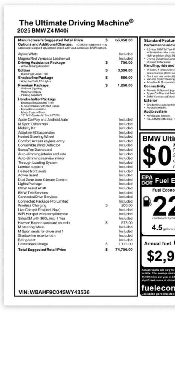 Used 2025 BMW Z4 M40i w/ Edition RWD image 15