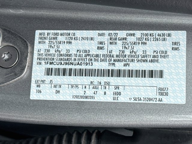 Certified 2022 Ford Escape Titanium w/ Titanium Elite Package AWD/4WD image 38