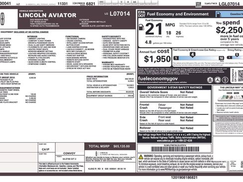 Used 2020 Lincoln Aviator Reserve w/ Equipment Group 201A RWD image 21