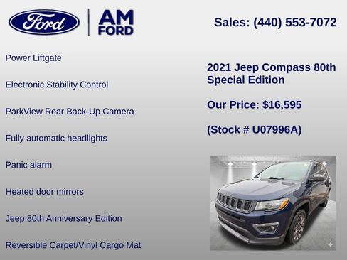 Used 2021 Jeep Compass Latitude w/ Sun and Sound Group AWD/4WD image 18