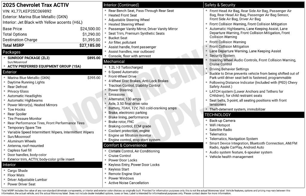 Used 2025 Chevrolet Trax ACTIV w/ Sunroof Package FWD image 2