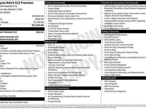 Certified 2019 Toyota RAV4 XLE Premium w/ Carpet Mat Package FWD image 34