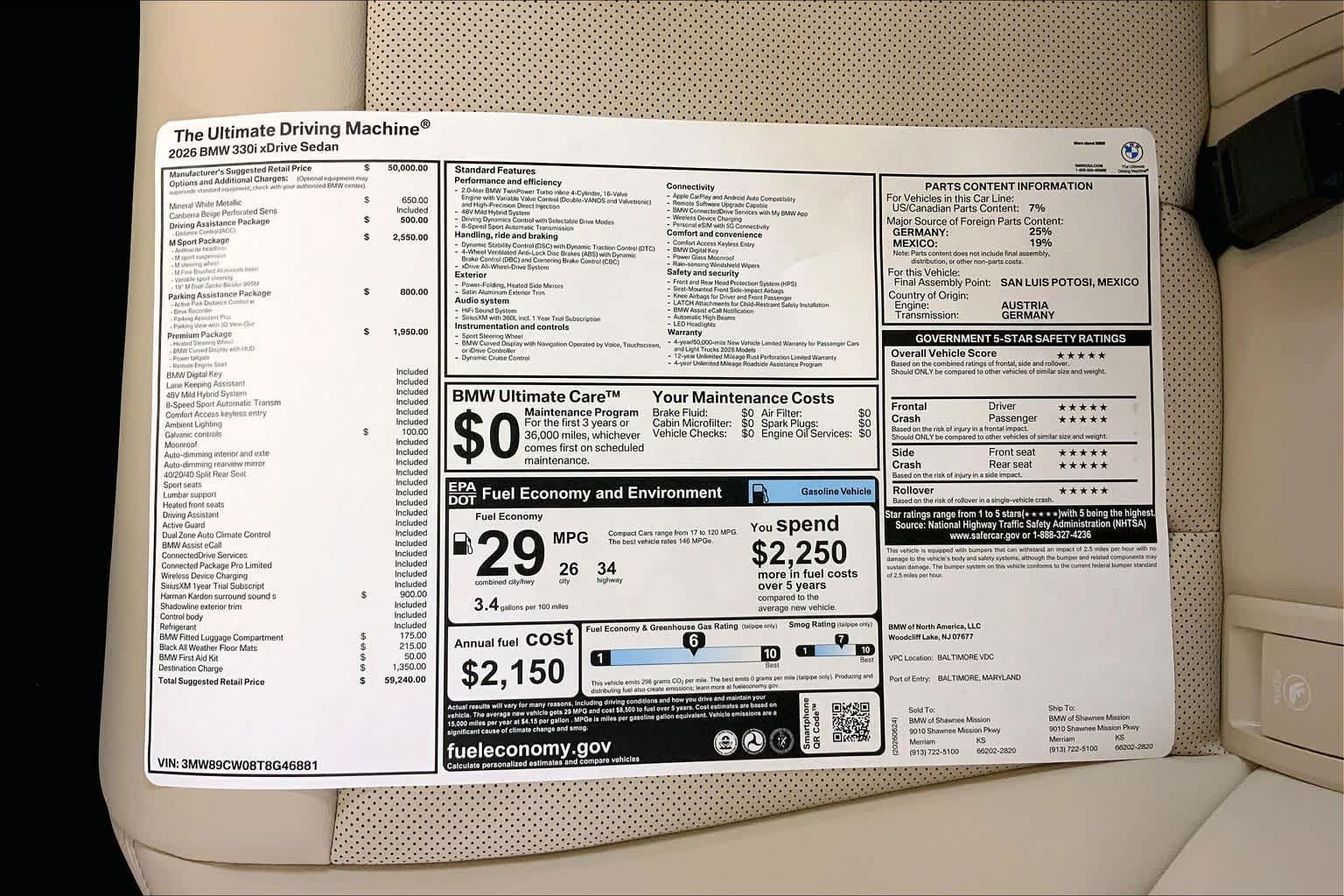 New 2026 BMW 330i xDrive Sedan w/ M Sport Package AWD/4WD image 21