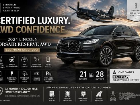 Certified 2024 Lincoln Corsair Reserve w/ Equipment Group 201A AWD/4WD image 3