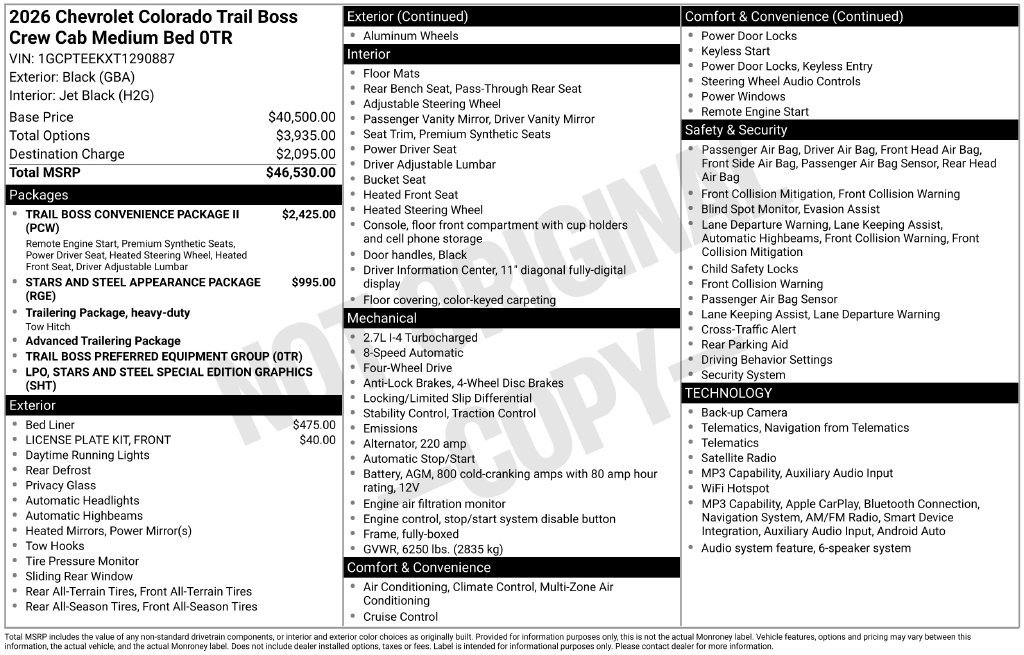 New 2026 Chevrolet Colorado Trail Boss AWD/4WD image 55