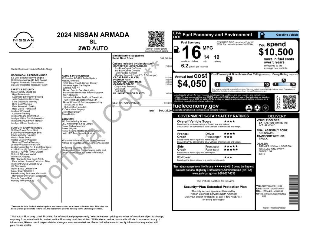 Used 2024 Nissan Armada SL w/ Captain's Chairs Package RWD image 6