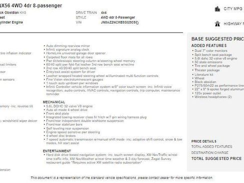 Used 2011 INFINITI QX56 4WD w/ Theater Pkg image 2