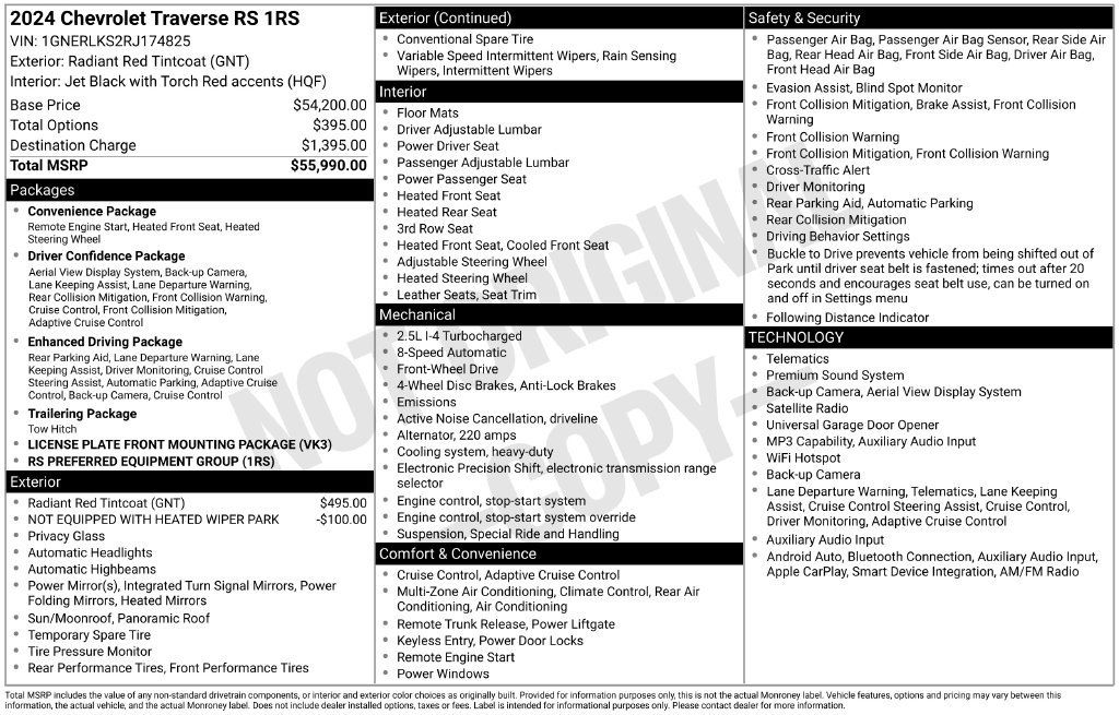 Certified 2024 Chevrolet Traverse RS FWD image 11