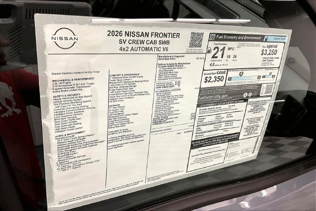 New 2026 Nissan Frontier SV w/ SV Convenience Package RWD image 40