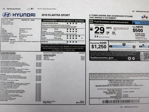 Used 2018 Hyundai Elantra Sport FWD image 40