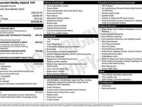 Used 2019 Chevrolet Malibu Hybrid w/ Leather Package image 2