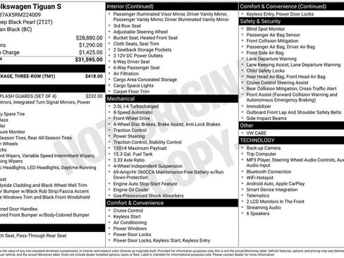Used 2024 Volkswagen Tiguan S w/ MDO Package, Three-Row FWD image 11