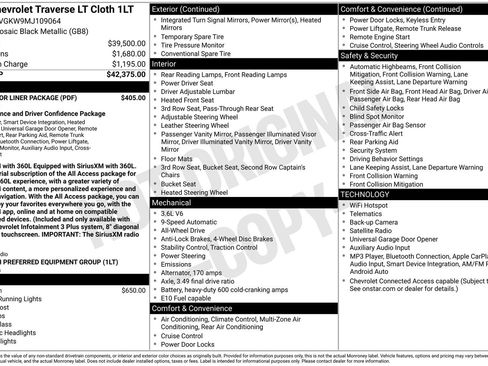 Used 2021 Chevrolet Traverse LT w/ LPO, Floor Liner Package image 20