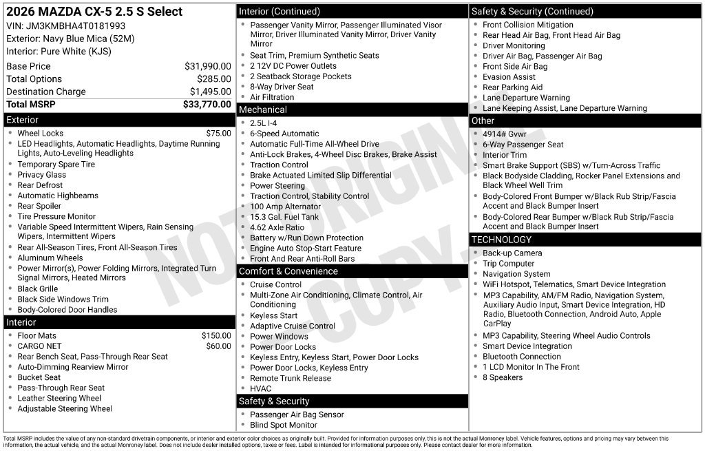 New 2026 MAZDA CX-5 Select AWD/4WD image 7
