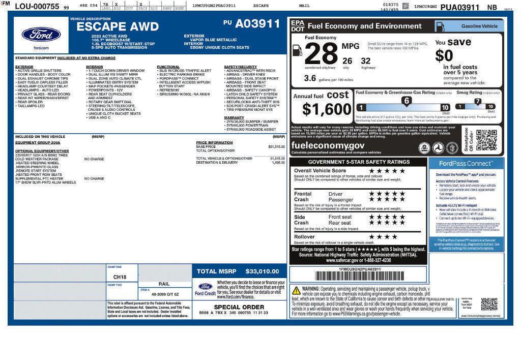 Used 2023 Ford Escape Active AWD/4WD image 32