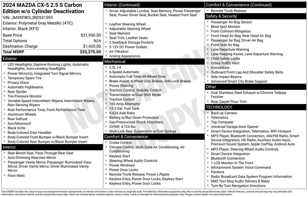 Used 2024 MAZDA CX-5 Carbon Edition AWD/4WD image 3