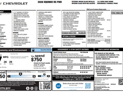 Used 2026 Chevrolet Equinox RS w/ Convenience Package III FWD image 34
