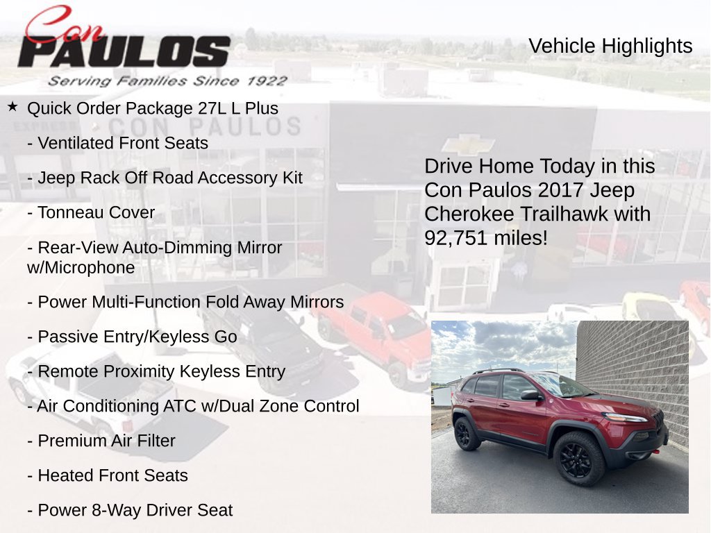 Used 2017 Jeep Cherokee Trailhawk AWD/4WD image 7