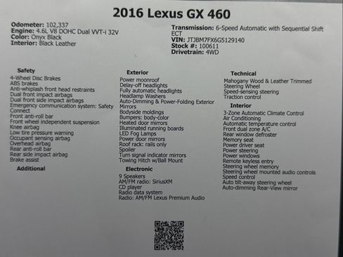 Used 2016 Lexus GX 460 w/ Premium Package AWD/4WD image 45