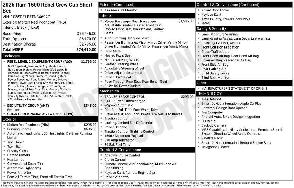 Used 2026 RAM 1500 Rebel w/ Rebel Level 2 Equipment Group AWD/4WD image 9