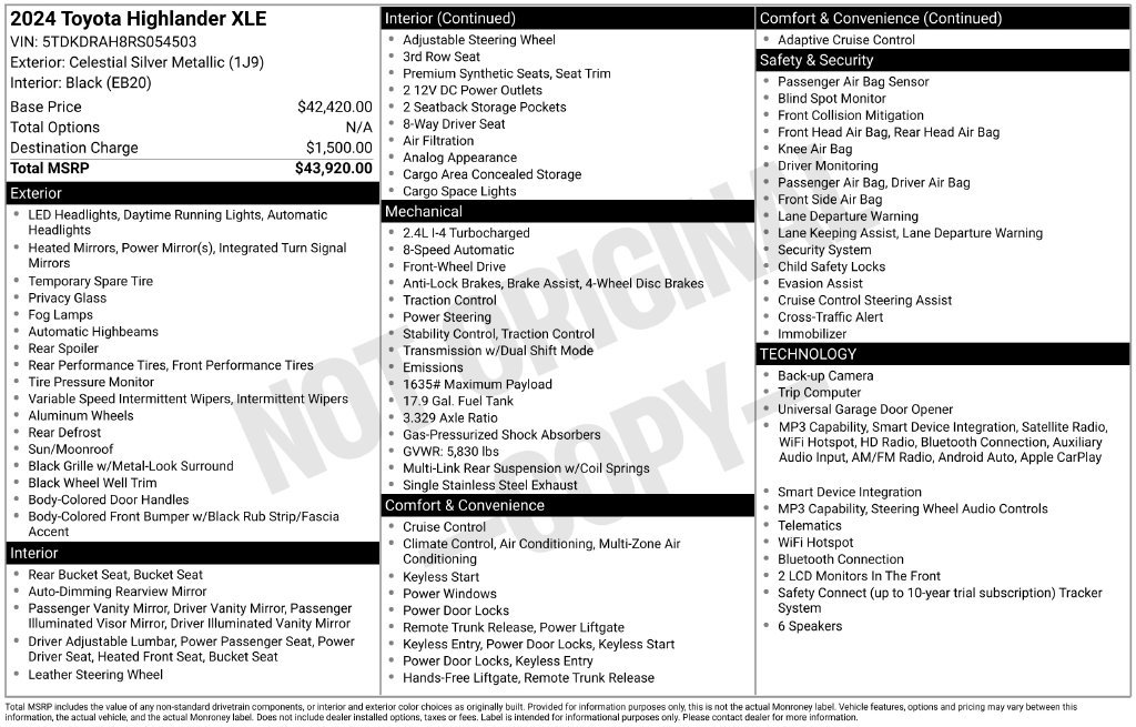Used 2024 Toyota Highlander XLE FWD image 2