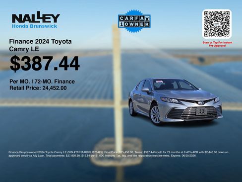 Used 2024 Toyota Camry LE w/ Convenience Package FWD image 3