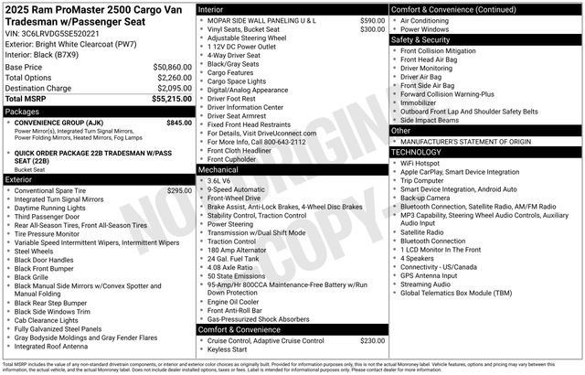 Used 2025 RAM ProMaster 2500 w/ Convenience Group FWD image 29