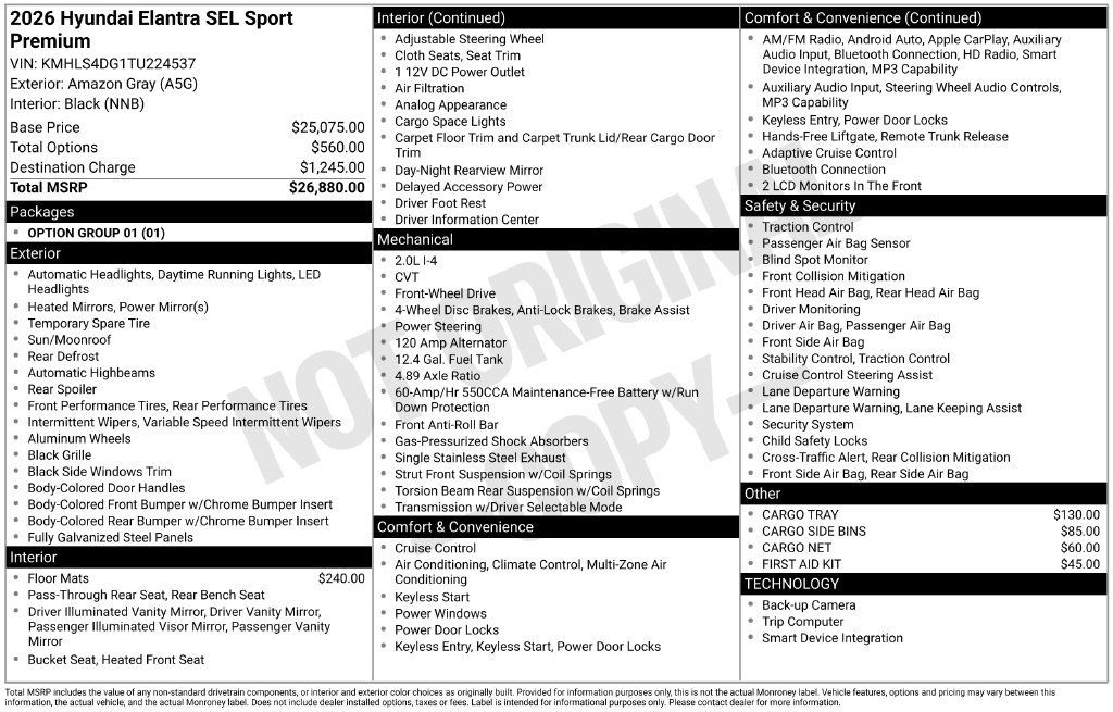 New 2026 Hyundai Elantra SEL Sport Premium FWD image 6
