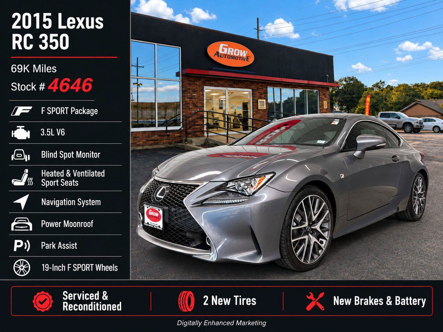 Used 2015 Lexus RC 350 w/ F Sport w/Summer Tires RWD image 2