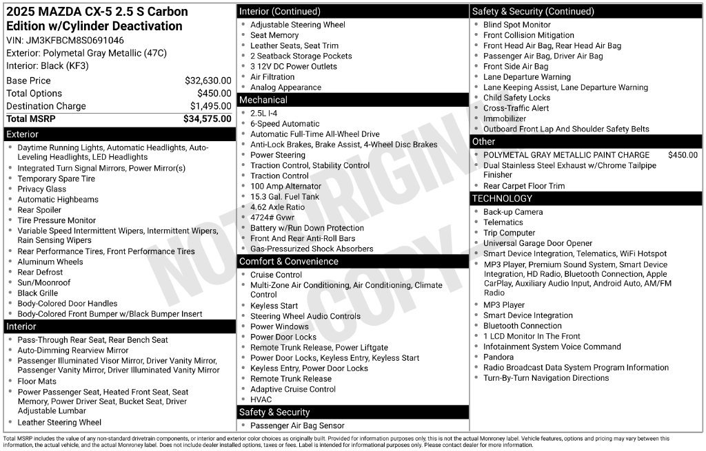 Used 2025 MAZDA CX-5 Carbon Edition AWD/4WD image 6