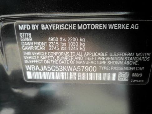 Used 2019 BMW 530i w/ Convenience Package RWD image 54