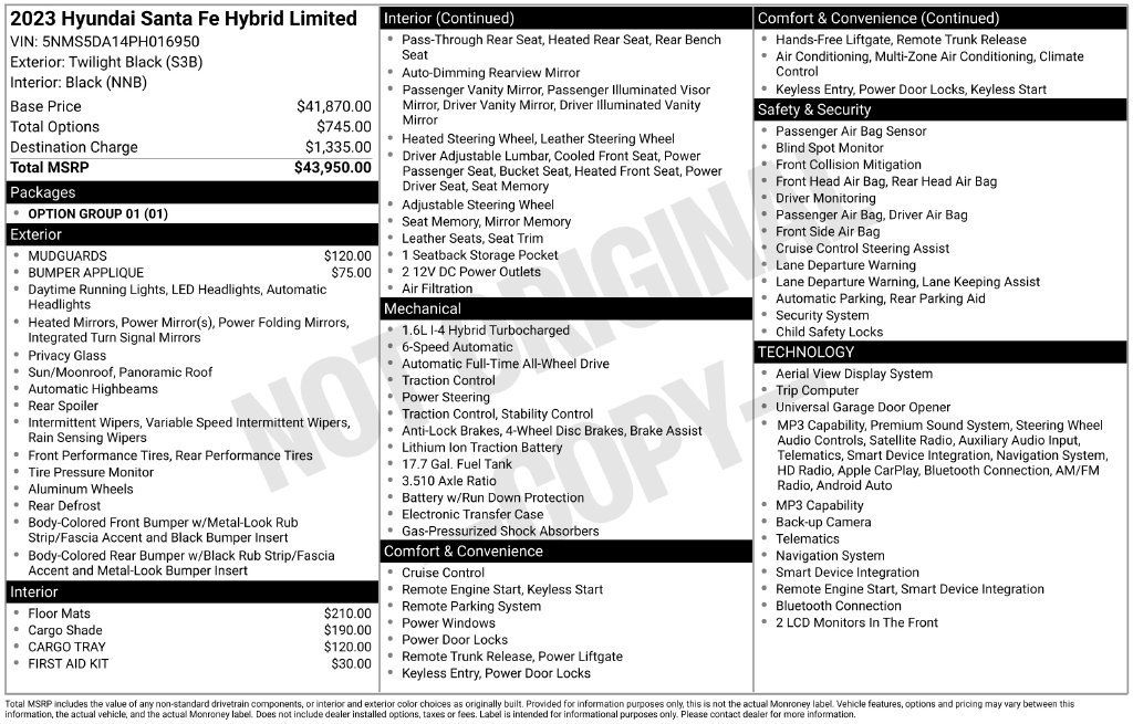 Certified 2023 Hyundai Santa Fe Limited AWD/4WD image 16