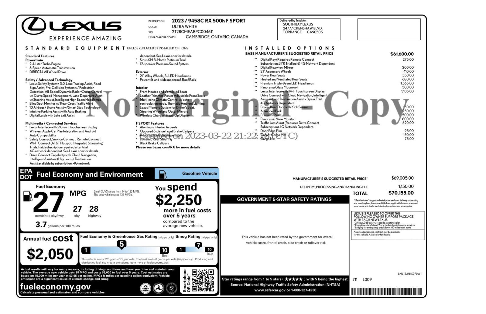 Used 2023 Lexus RX 500h F Sport AWD/4WD image 58