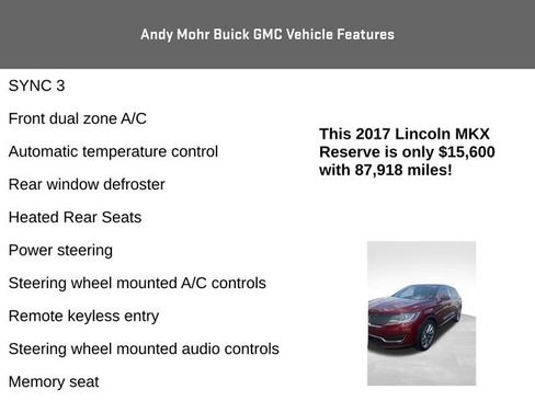 Used 2017 Lincoln MKX Reserve w/ Driver Assistance Package AWD/4WD image 8