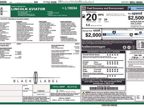 Used 2021 Lincoln Aviator Black Label w/ Dynamic Handling Package image 36