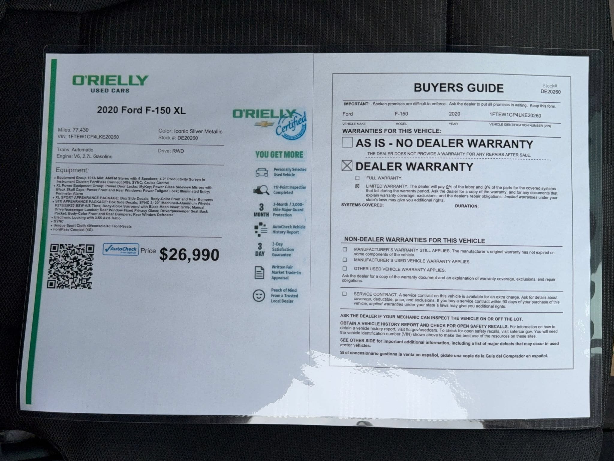 Used 2020 Ford F150 XL w/ Equipment Group 101A Mid RWD image 33