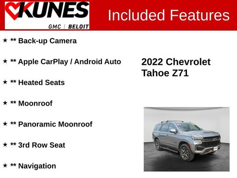 Used 2022 Chevrolet Tahoe Z71 w/ Luxury Package AWD/4WD image 2