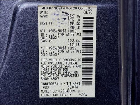 Used 2020 Nissan Frontier SV w/ Midnight Edition Floor Mats image 30