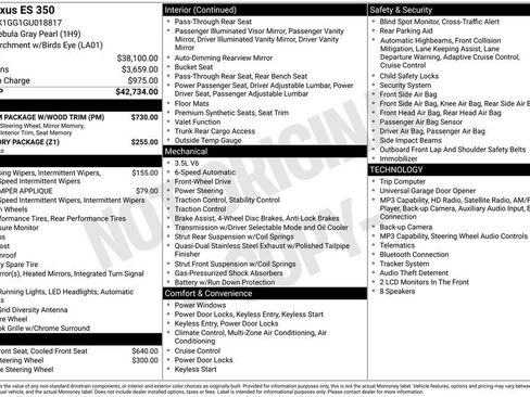 Used 2016 Lexus ES 350 w/ Premium Package w/Wood Trim FWD image 3