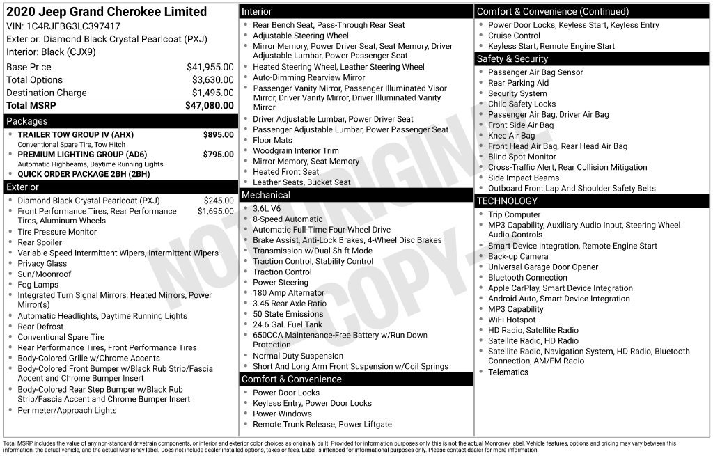 Certified 2020 Jeep Grand Cherokee Limited w/ Trailer Tow Group IV AWD/4WD image 41