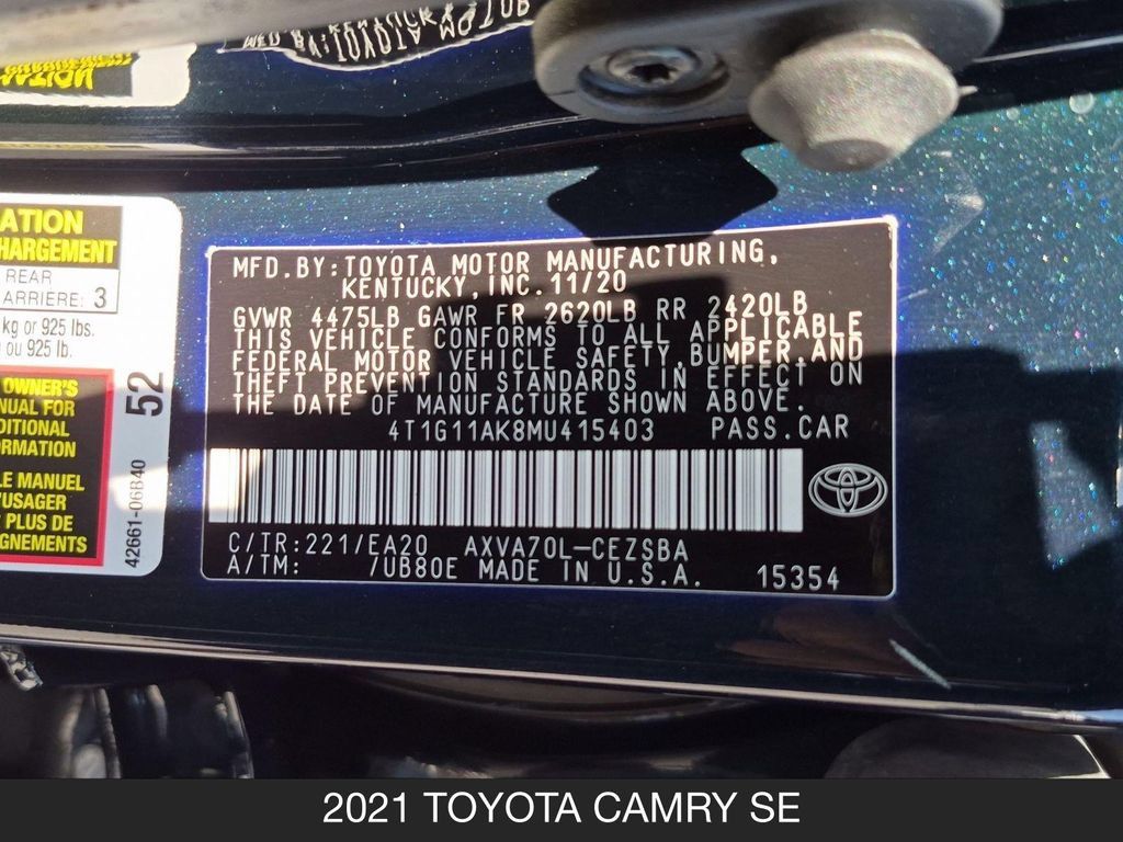 Used 2021 Toyota Camry SE FWD image 24
