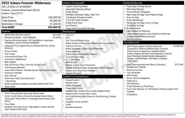Used 2025 Subaru Forester Wilderness AWD/4WD image 17
