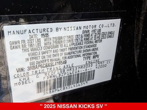 Certified 2025 Nissan Kicks SV AWD/4WD image 39