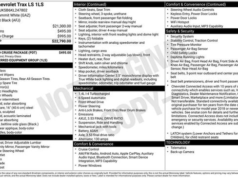 Used 2019 Chevrolet Trax LS w/ Tint and Cruise Package FWD image 1