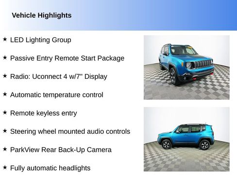 Used 2019 Jeep Renegade Trailhawk w/ LED Lighting Group AWD/4WD image 2