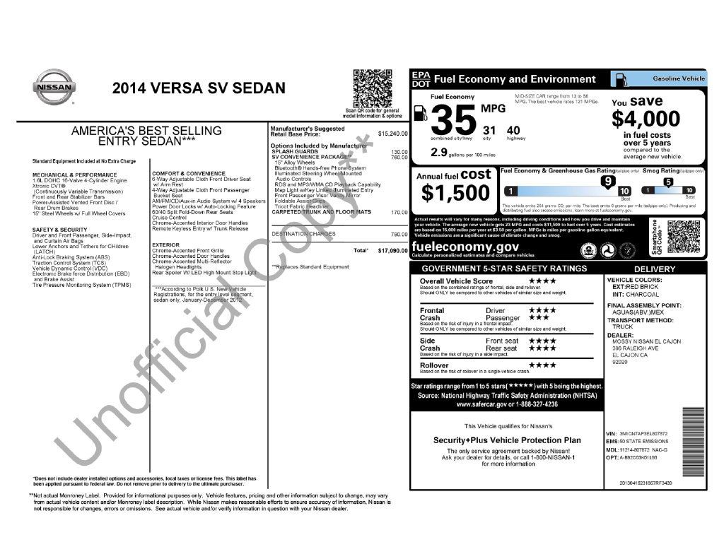 Used 2014 Nissan Versa SV w/ Convenience Package FWD image 10